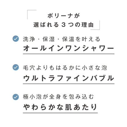 ボリーナシャワーヘッドが選ばれる3つの理由｜ウルトラファインバブルが叶える洗浄・保湿・保温作用とやわらかな肌あたり